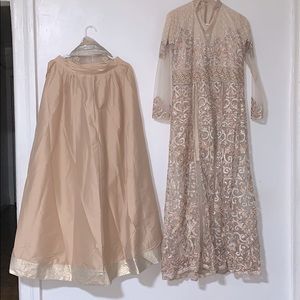 Elegant Cream and Gold Embroidered Dress